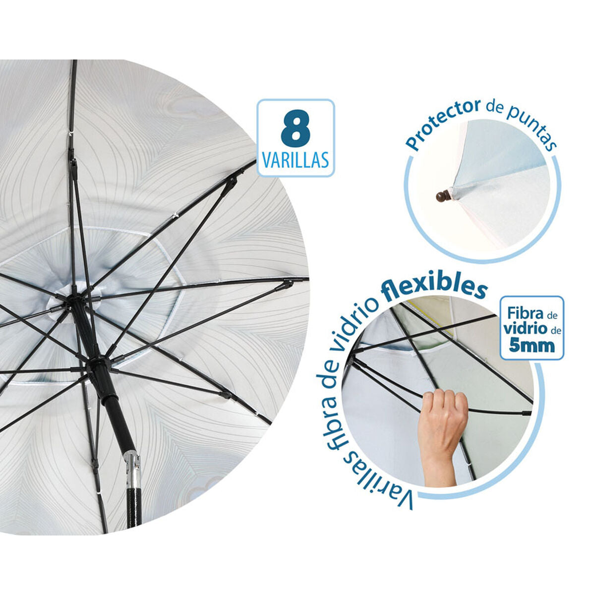 Beach parasol Blue Ø 200 cm SPF50+ Peacock
