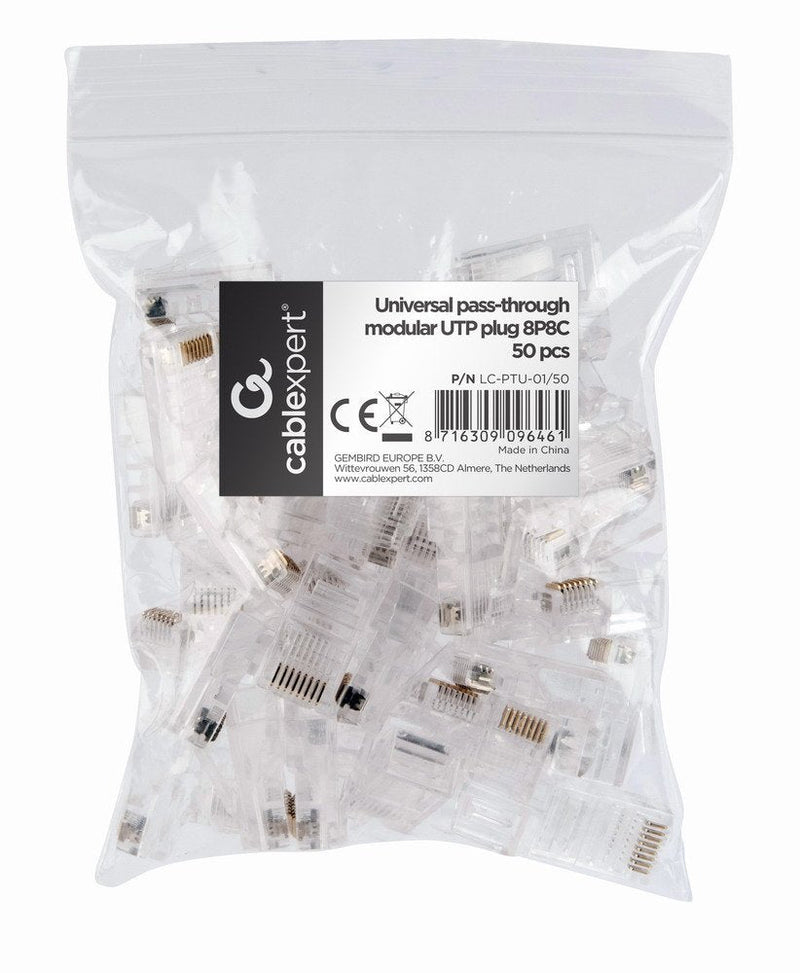 Gembird Universal Pass-through Modular UTP Plug 8P8C, 50 Pcs