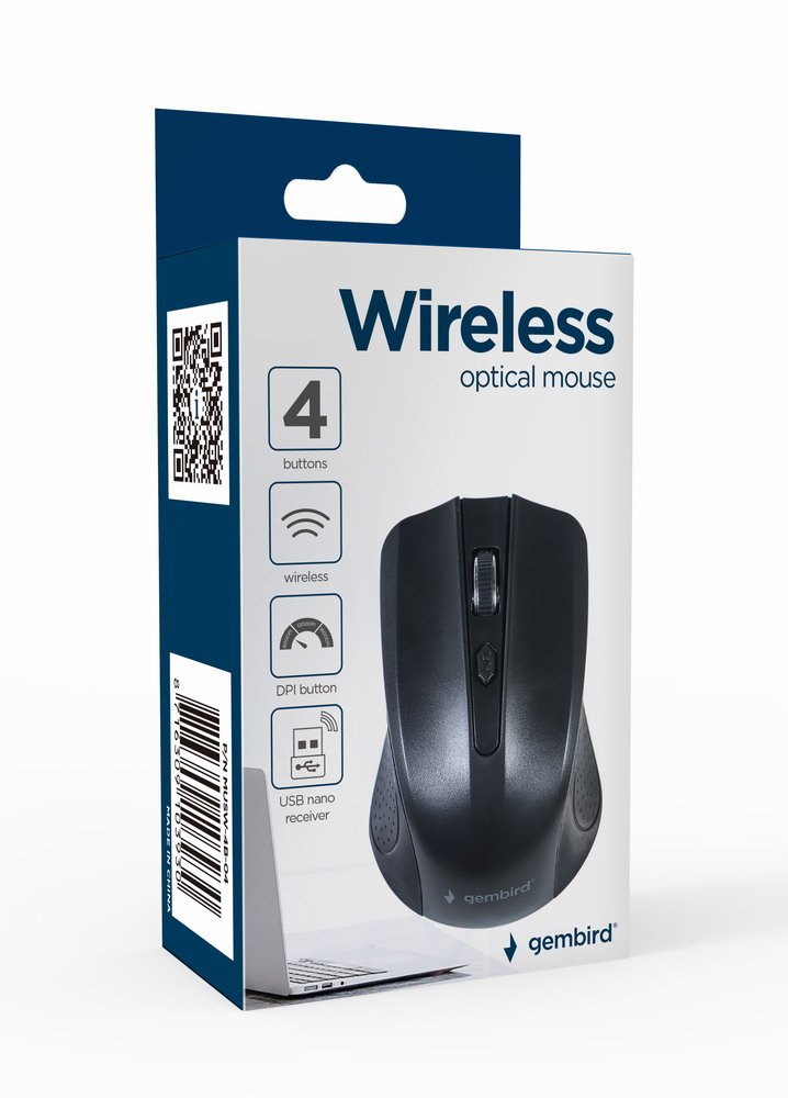 Gembird Mouse Óptico Wireless 4 Buttons 1600 DPI Black MUSW-4B-04