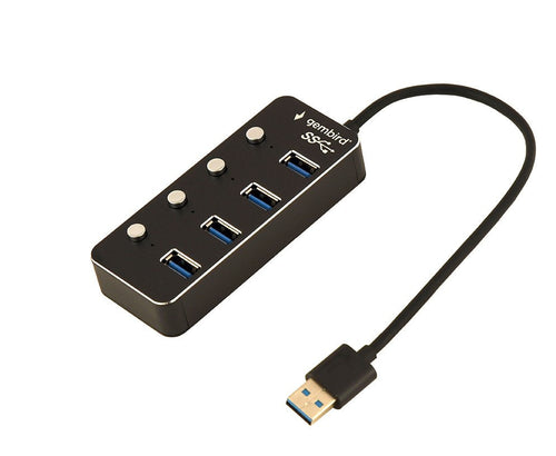 Gembird Hub 4 Ports USB 3.1 Gen 1 With Switches Black UHB-U3P4P-01 — image 1
