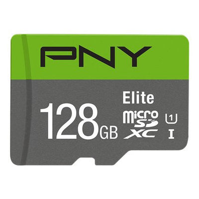 Pny microSD 128GB Elite 100MB/S Pny microSD 128GB Elite 100MB/S CL10/Uhs-i/U1/A1/V10 (P-SDU128V11100EL-GE) — image 1