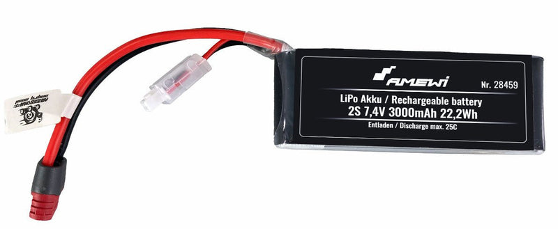 Amewi Lipo Battery 2S 7,4V 3000MAH 25C T-conector Male