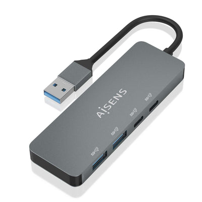 Aisens Hub USB 3.2 GEN2 10G Usb-a, USB-A/M-2x USB-C/H-2x USB-A/H, Grey 15CM — image 1