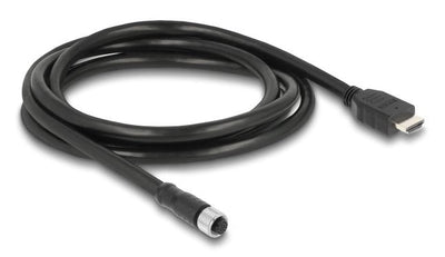 Delock M12 Cable A-kodiert 17 Pin Connector Female a HDMI Connector Male 2M Black — image 1