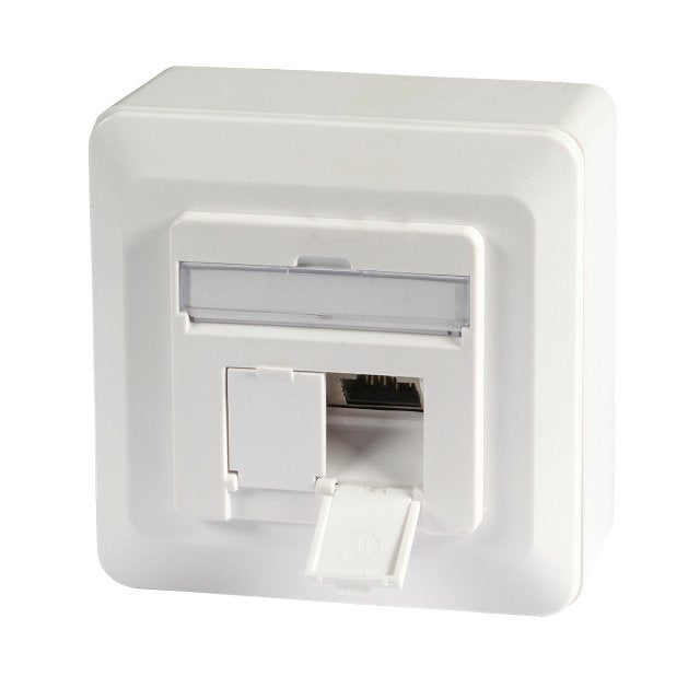 Roseta Efb CAT.6A 500MHZ Arriba / Abajo, Assembly Surface 2x RJ45, White