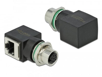 Delock Adapter Network M12 A-kodiert 8 Pin Connector Female a RJ45 Connector Female — image 1