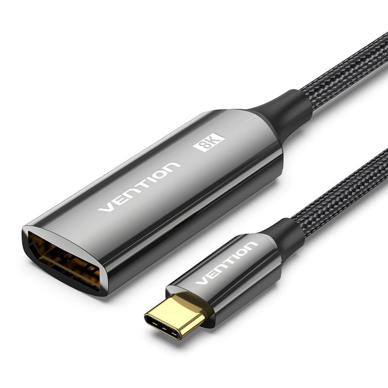 Cotton Braided USB-C To DP 8K Ccabl Onverter 0.25M Black Zinc Alloy