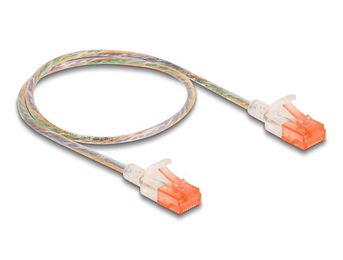 Delock RJ45 Network Cable CAT.6A U/UTP Slim 0,5M Transparent
