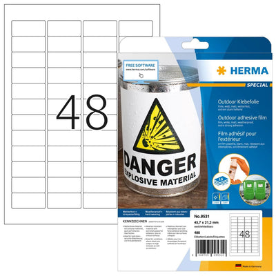 Herma Outdoor Adhesive Film 9535 45,7X21,2 10 Sheets 480 Pcs. Labels — image 1