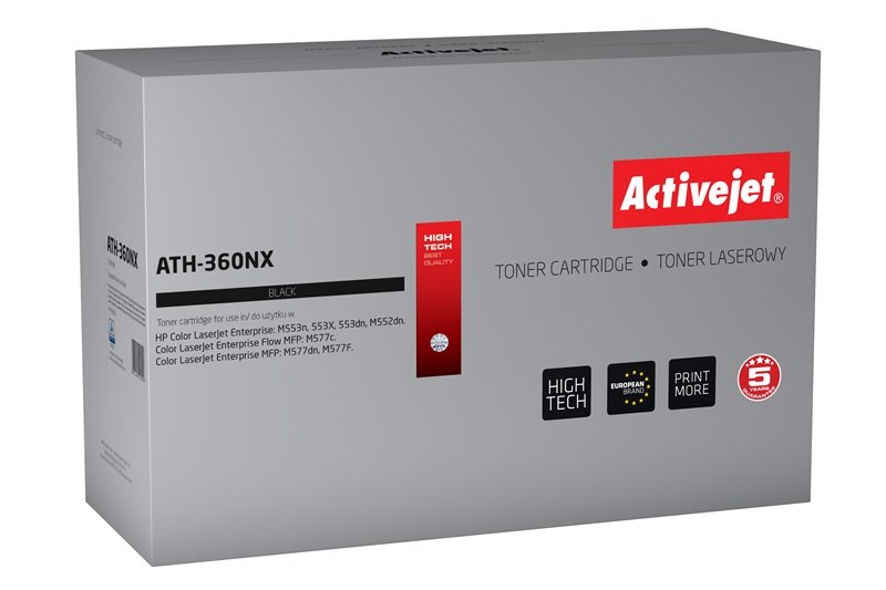 Activejet Toner ATH-360NX (reemplazo HP 508X CF360X - Supreme - 12,500 Páginas - Black