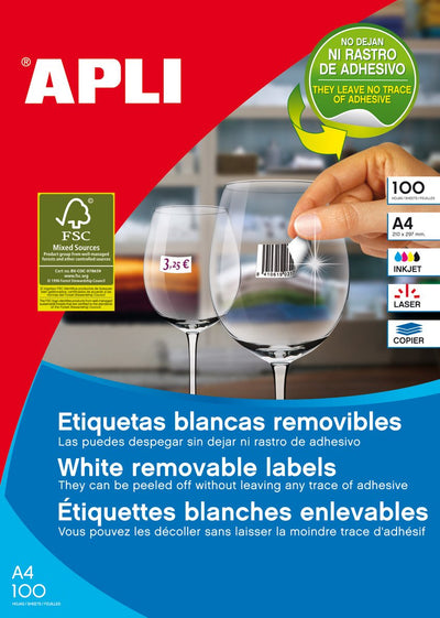 Apli Labels Removibles 36,8X23,8MM Inkjet/Láser C/Romos 55 X 100H White — image 1