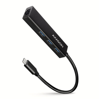 Axagon Hub HMC-GL3A USB-C 3x Usb-a, Gbit-lan, Black — image 1