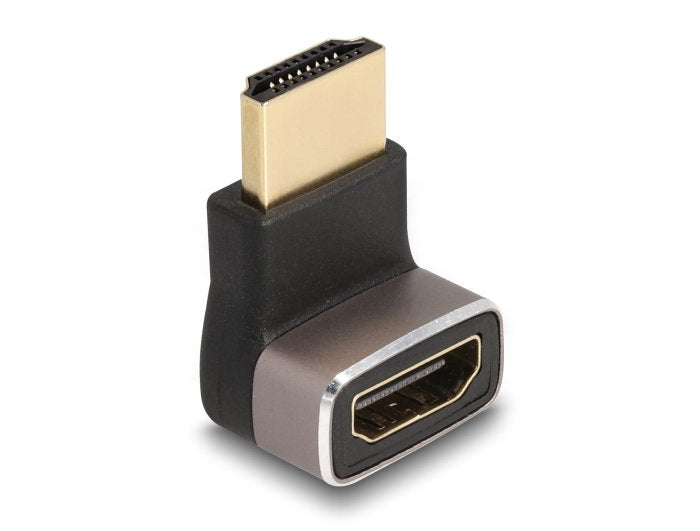 Delock HDMI Adapter Male a Female 90° Unten Angular 8K 60 HZ Grey Metall