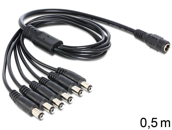 Delock Cable DC Splitter 5,5 X 2,1MM 1 X Female 6 X Male
