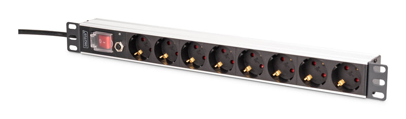 Pdu Aluminium 1U, Assembly Bastidor, 7X Security + 1X Output 16A, 4000W, 250VAC 50/60HZ, Protection Contra Sob