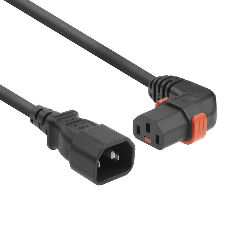Powercord C14 - C13 IEC Lock (right Angled) Black 1M, PC2041