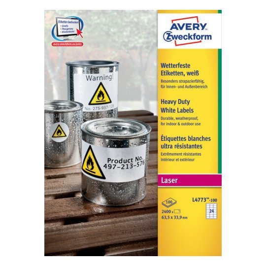Avery Zweckform Resistant a Intemperie Folienetiketten 63,5 X 33,9MM