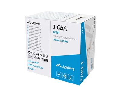 Lanberg Bobina 1GB S U UTP RJ45 Solido Cca AWG23 100M Grey — image 1