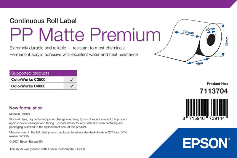 Epson Label 7113704 Printer Self-adhesive White