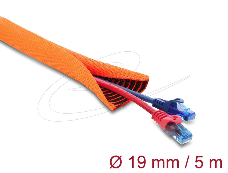 Delock Manguito Protector Cables With Black Verschleissanzeige Selbstschliessend Double Capa 5M X 19MM Orange