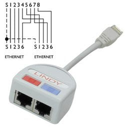 Lindy UTP Port Doubler Network Cable Grey 2X 10/100BT RJ-45 CAT.5 — image 1