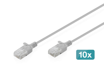 CAT.6 U-UTP Slim Network Cable, 0,3M, Grey 10 Pcs — image 1