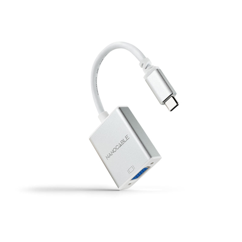 Nanocable Converter USB-C a VGA. USB-C/M - VGA/H - Aluminium - 10CM - Grey