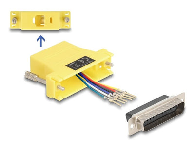 Delock D-sub 25 Pin Connector Male a RJ12 Connector Female Kit Assembly Yellow — image 1
