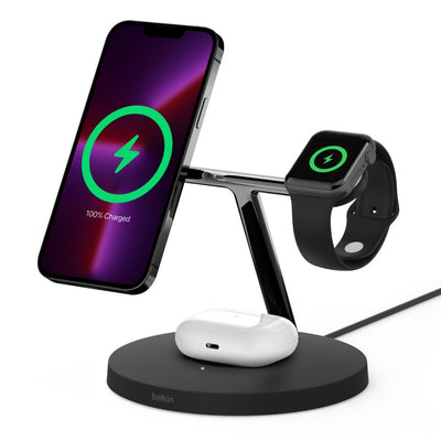 Belkin Boost Charge Pro Base Charging Inalmbrica With Magsafe + Power Adapter Ca 15 Watts Fast Charge Black Ap — image 1