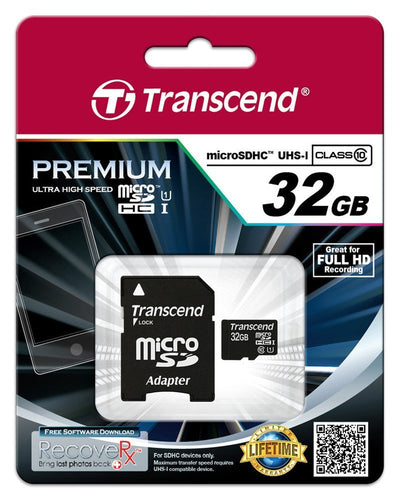 Transcend microSD Card 32GB Clase 10 Sdhc Uhs-i With Adapter a SD — image 1