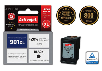 Activejet Ink Ah-901BRX (reemplazo HP 901XL CC654AE - Premium - 20ML - Black — image 1