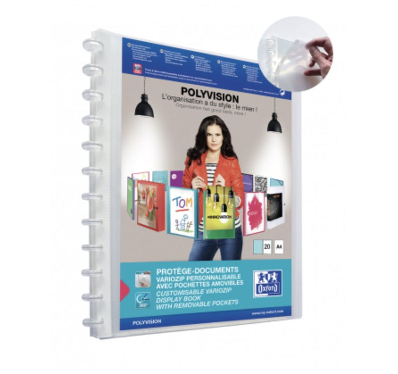 Oxford Polyvision Variozip A4 + Folder 20 Cases Removibles - Cover Plastic Personalizable - Organisation And