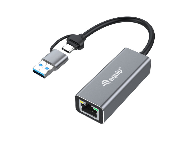 Equip Adapter USB-C - RJ45 10 100 1000 2500Mbps + USB-A
