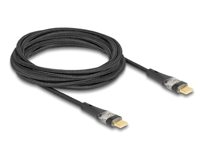 Delock 80765 USB Cable 2.0 Datos And Charging Fast USB Type-c™ Male a Male Transparent PD 3.0 100W 3M