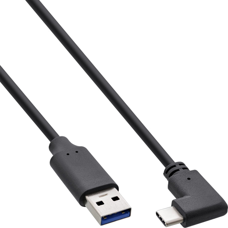 Inline Cable USB 3.2, USB Type-c Male Ángulo a Male Black 0,5M