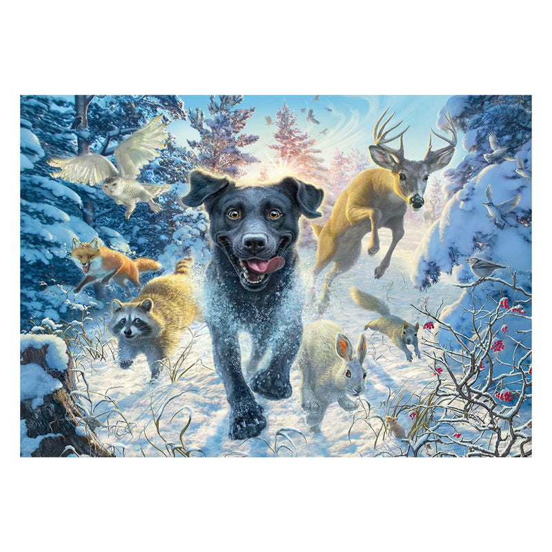 Schmidt Spiele Mark Fredrickson: Amor Perro - Labrador Black Nieve, Puzzle 1000 Pieces 58558