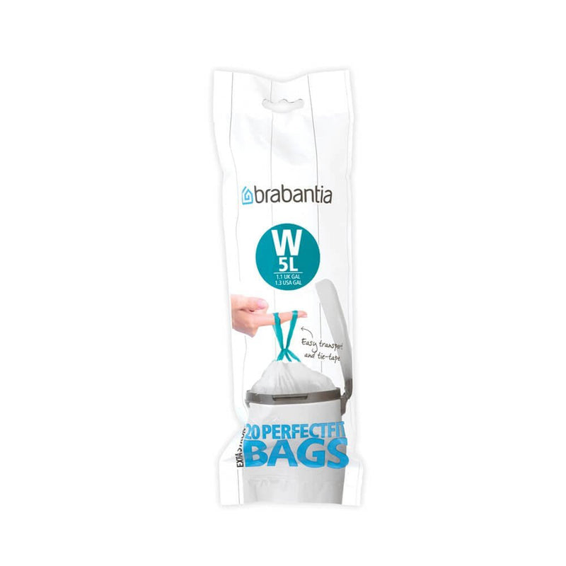 Brabantia Perfectfit Bin Liner Type W, 5 L, 20 Bags