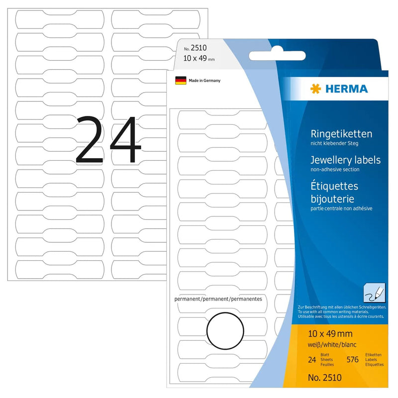 Herma Jewellery Labels 10X49 25 Sheets 111X170 600 Pcs. 2510