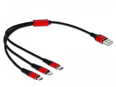 Delock 85891 USB Cable 0,3M 2.0 USB a USB C/Micro-usb B/Lightning Black Red — image 1