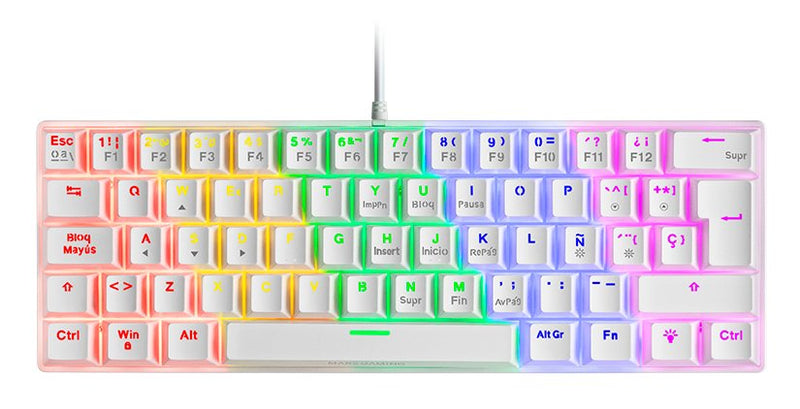 Mars Gaming MK60 Keyboard Gaming Mecanico - Ultra-compacto 60% - Iluminacion RGB - Switches Antipolvo - Keys