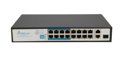 Extralink EX.16101 Virtus V3 Switch PoE 16X 100MB/S PoE/PoE+ 2X Gigabit RJ45 + 1X Sfp PoE Budget 150W — image 1