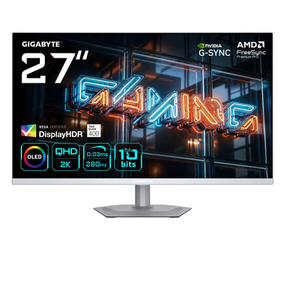 Gigabyte Monitor Gaming MO27Q2A Ice OLED 27 2K QHD - 2560 X 1440, 280HZ, 0.03MS, 250 Cd/M², Freesync Premium P — image 1