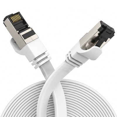 Extralink LAN Patchcord CAT.8 U FTP 20M 40G Flat Shielded Foiled Twisted Pair Bare Copper White — image 1