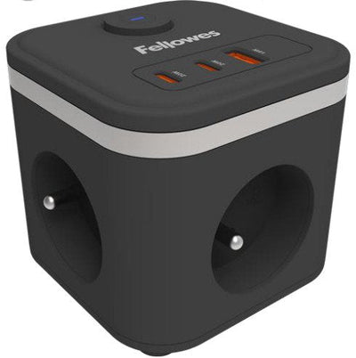 Fellowes Power Strip With Switch 3 Sockets Power 1 USB 2 USB Type-c Cable 2M Black — image 1