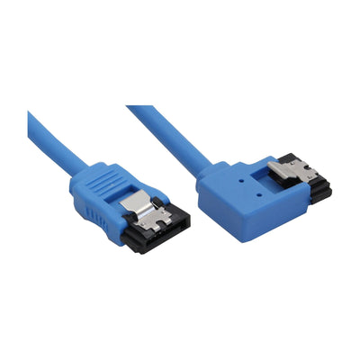 Inline Cable Round SATA 6GB/S Blue a Izquierda Ángulo 90° With Pestillos 0,5M — image 1