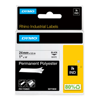 Dymo Rhino Band Polyes. 24MMX5.5M Negro-blanco — image 1