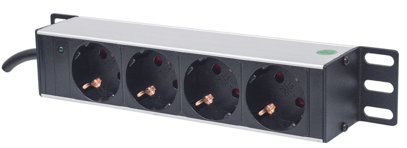 Intellinet Power Strip Rack, Básico, 1U, Horizontal/Vertical, Grey 4 Salidas Ac, Type F 1.8MT