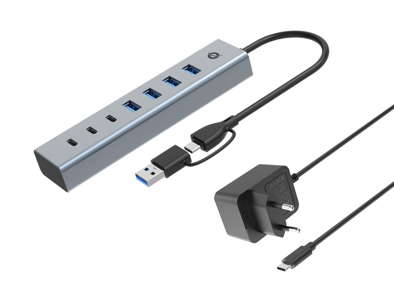 Conceptronic USB Hub 7-PORT 3.2 C-4X3.0 3x USB-C M.netz. Gr