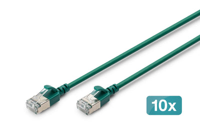 Digitus Network Cable CAT.6A F/FTP Slim 0,50M Green 10 Units — image 1