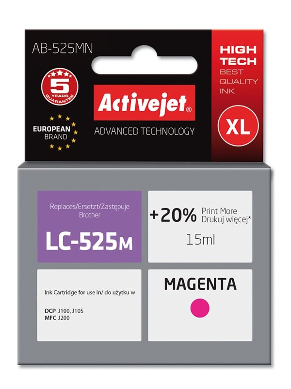 Activejet Ink AB-525MN (reemplazo Brother LC525M - Supreme - 15ML - Magenta